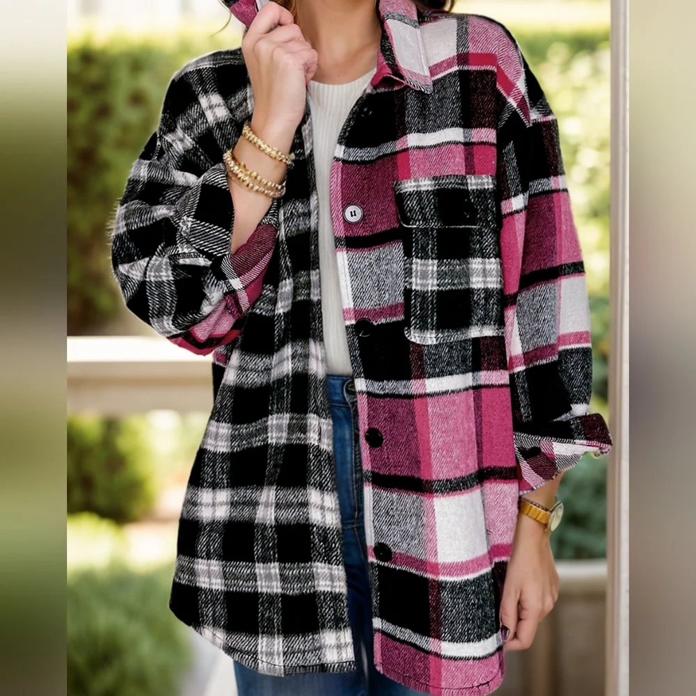 Blushing Nights Plaid Shacket